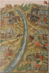 Стояние на угре. Книжная миниатюра. Стояние на угре. Книжная миниатюра.